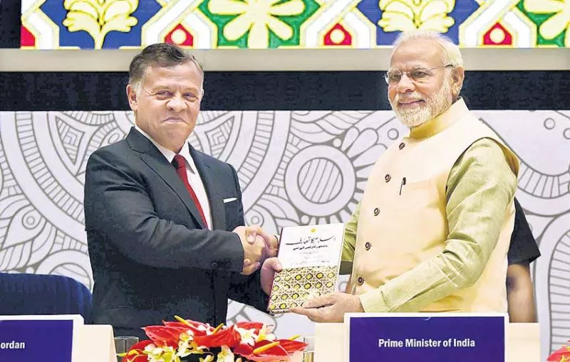 Jordan King Abdullah addresses conference with Narendra Modi  - Sakshi