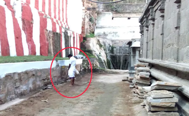 Appanna Temple Staff Urination In Temple Area - Sakshi