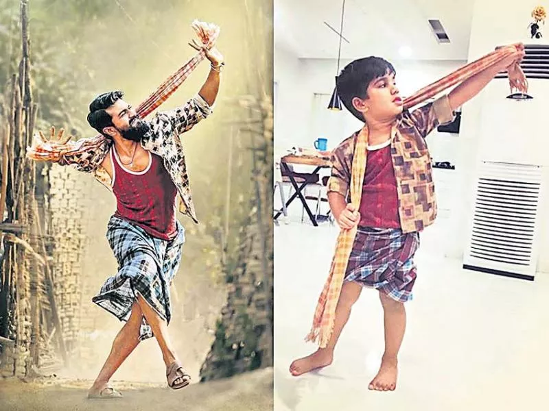 Allu Ayaan In Ram Charan's Chittu Babu Getup Goes Viral  - Sakshi