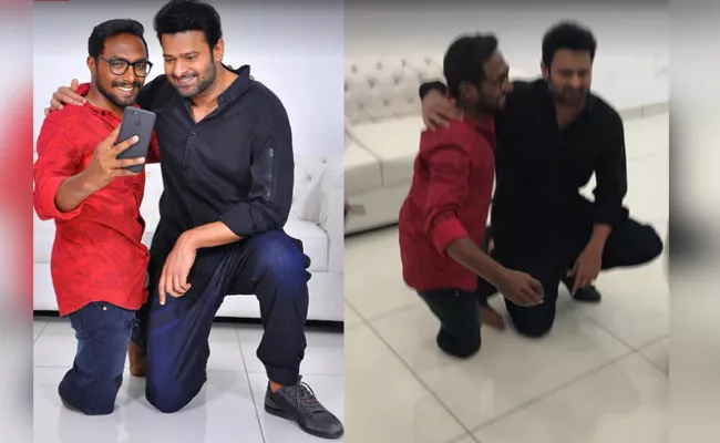 Prabhas Goes Down On His Knee To Click A selfie For His Fan - Sakshi