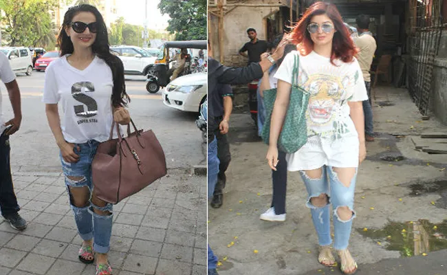 Twinkle Khanna And Amisha Patel, Wear Trending Ripped Jeans - Sakshi