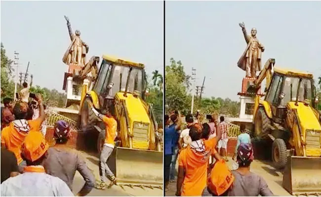 Communist Icon Lenin statue destroyed in Tripura - Sakshi