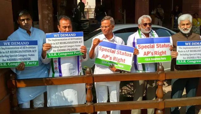 YSRCP continues its protest in parliament for special status - Sakshi