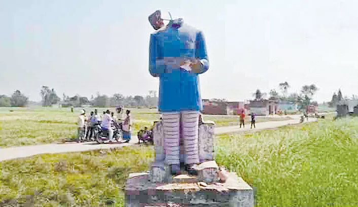 Ambedkar statues damaged in UP - Sakshi