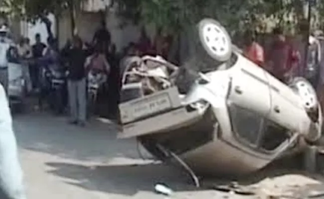 Car Over speed And Hits Bike One Injured In Hyderabad - Sakshi