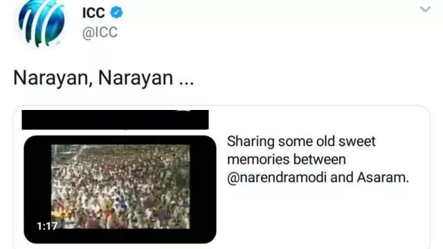 ICC Tweets Video Of PM Modi and Asaram Gets Trolled On Twitter - Sakshi