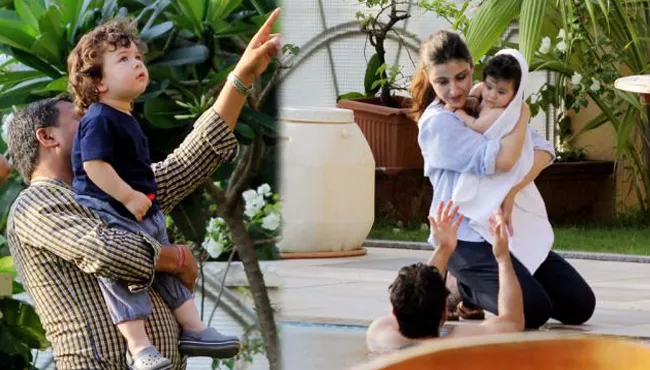 Taimur Khan And Inaaya Are Enjoying At Swimming Pool - Sakshi