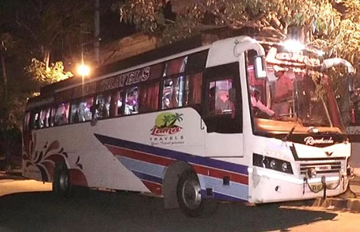 Bus hijacked in Karnataka to recover loan money - Sakshi