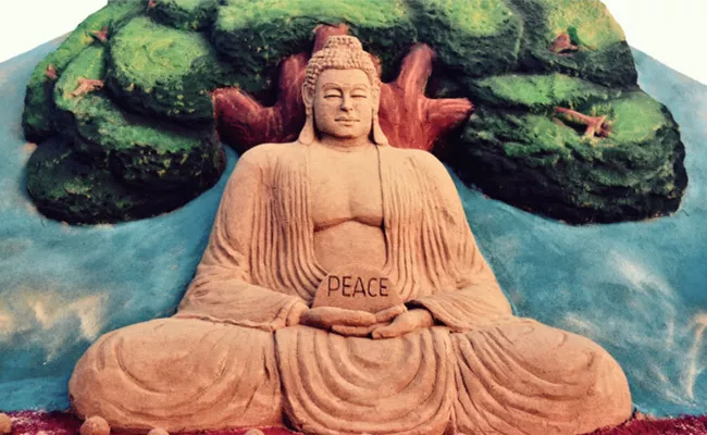 Sudarsan Pattnaik Pays Sand Art Tribute On Buddha Purnima Festival - Sakshi