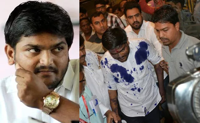 Ink Attack on Hardik Patel During MP Visit - Sakshi