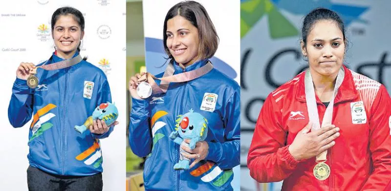 Shooters, lifters and paddlers win three gold medals - Sakshi