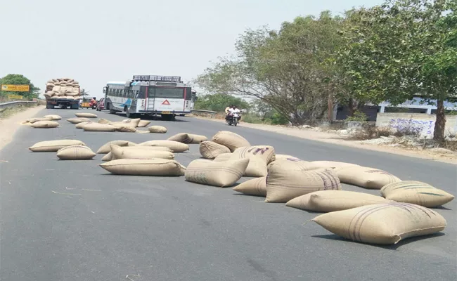 Grain bags on the road - Sakshi