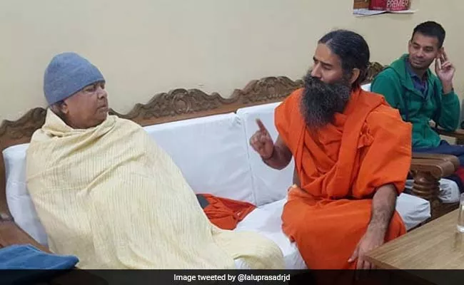 Ramdev Visits Lalu Yadav, Urges Him To Take Up Yoga - Sakshi