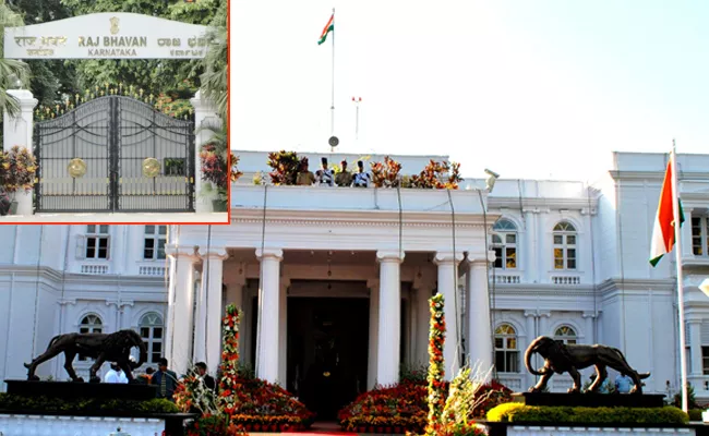 Tight Security At Karnataka Raj Bhavan Following Election Result - Sakshi