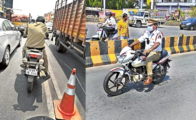 In Hyderabad even traffic cops Cant Escape Fines for Violating Rules - Sakshi