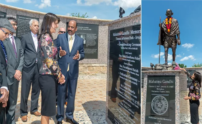 US Ambassador Nikki Haley visits Gandhi Memorial in Dallas - Sakshi