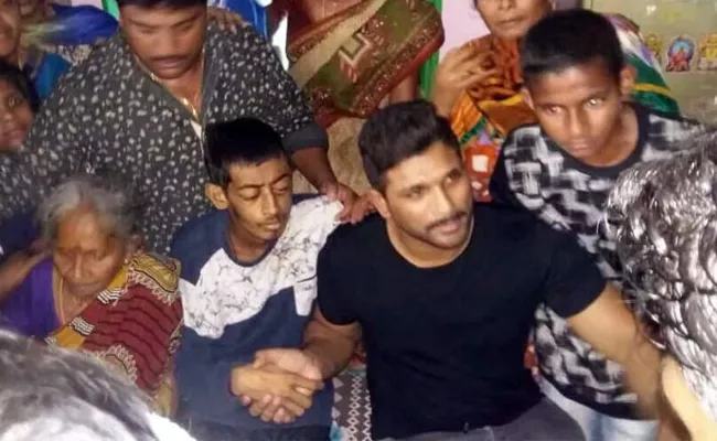 Allu Arjun Meet His Fan Dev Sai Ganesh Suffering From Cancer - Sakshi