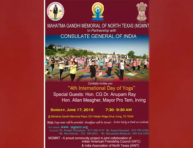 MGMNT 4th International Day Of Yoga In Dallas - Sakshi