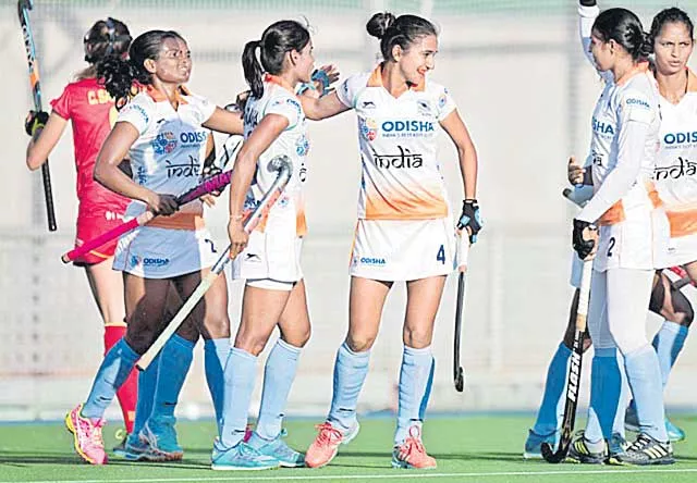 Indian women hockey team defeats Spain - Sakshi