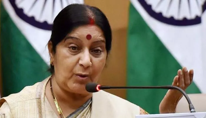 Sushma Swaraj Launches Passport Seva App - Sakshi