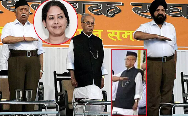 Morphed Pics Of Pranab Mukherjee RSS Salute Goes Viral - Sakshi