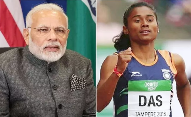 Narendra Modi Shared Indian Athlete Hima Das Video Viral - Sakshi