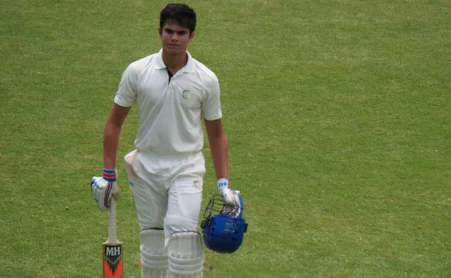 Arjun Tendulkar Out For A Duck In Debut Under 19 Match - Sakshi