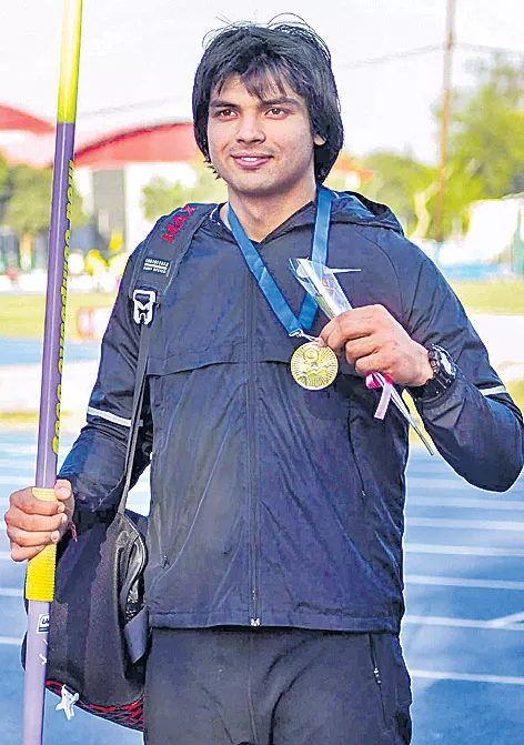 Javelin: Neeraj Chopra wins gold at Sotteville Athletics meet - Sakshi