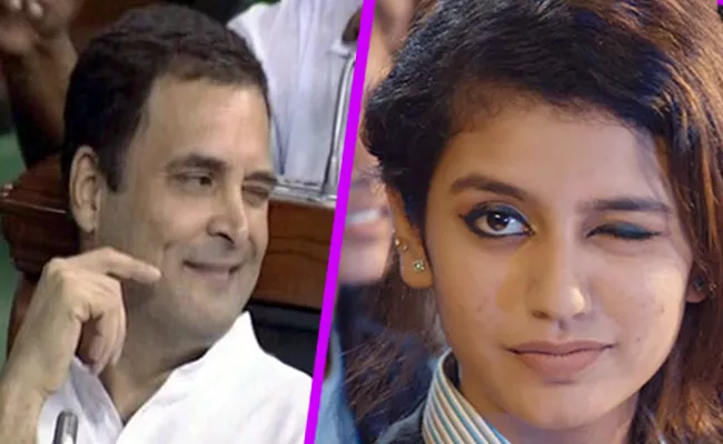 Rahul Gandhi Recreates Priya Prakash Varrier Famous Wink - Sakshi