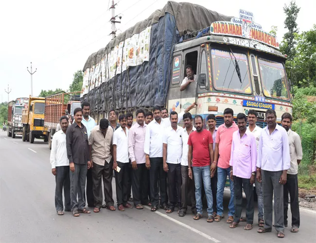 Lorry Strike Enters  In Warangal - Sakshi