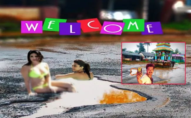 Graphics Photos Viral in Social Media On Potholes Karnataka - Sakshi