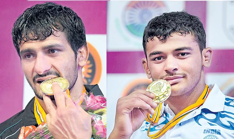 Rathi, Punia win gold on concluding day at Junior Asian Wrestling - Sakshi