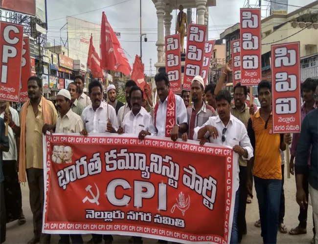 CPI Leaders Protest   In Nellore For AP Special Status - Sakshi