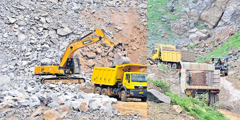 Illegal quarrying in krishna district - Sakshi