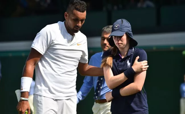 Wimbledon ball girl left in tears after being hit with 217km per hour serve - Sakshi