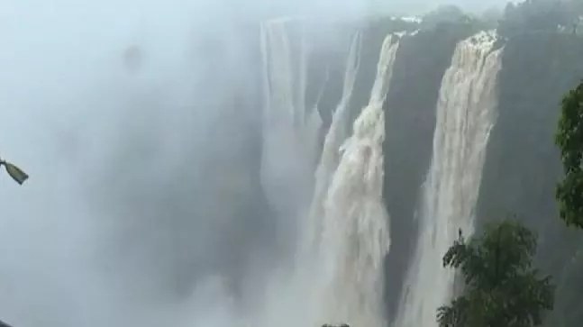 ndia's tallest waterfall a sight to behold after heavy rain in Karnataka - Sakshi