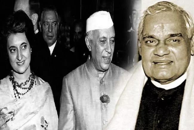 Atal Bihari Vajpayee Jawaharlal Nehru And Indira Gandhi - Sakshi