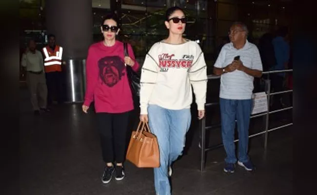 Kareena Kapoor Khan Pairs Sweatshirt At Airport - Sakshi