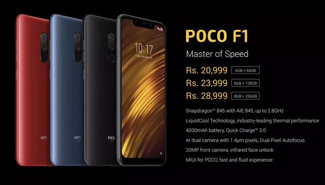 Xiaomi Poco F1 Master of speed launched - Sakshi