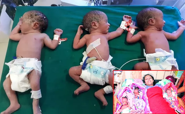 Three Babies Born In Single Delivery Mysore Karnataka - Sakshi