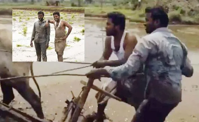 Telangana farmer’s share a unique way of ‘Kiki Challenge’ in the fields on bullock cart - Sakshi