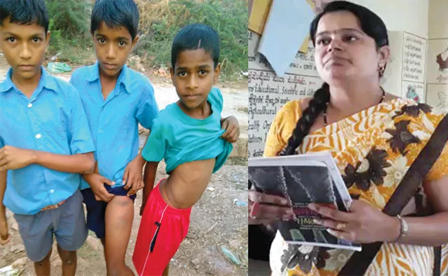 Teachers Beating Students In badami Karnataka - Sakshi