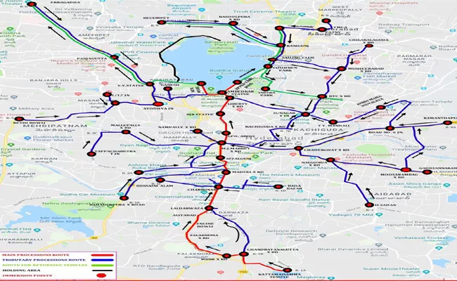 Traffic Diversion Due To Ganesh Immersion In Hyderabad - Sakshi