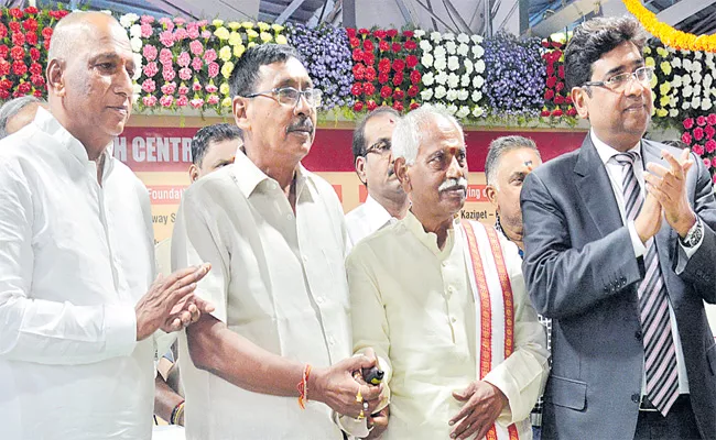 Central Minister Rajen Gohain Foundation Stone To Railway Development Works - Sakshi