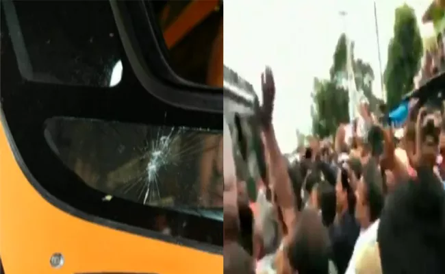 Stone Thrown On Shivraj singh Chauhan Vehicle At Churhat - Sakshi