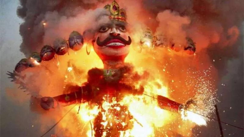 Bhim Army Demands Ban On Ravan Dahan On Dussehra - Sakshi