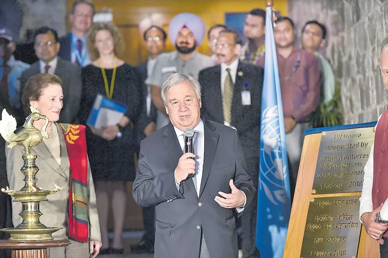 UN chief Antonio Guterres arrives on maiden India visit - Sakshi