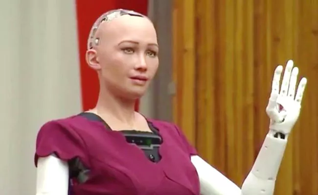 Humanoid Robot Sophia At Visakhapatnam - Sakshi