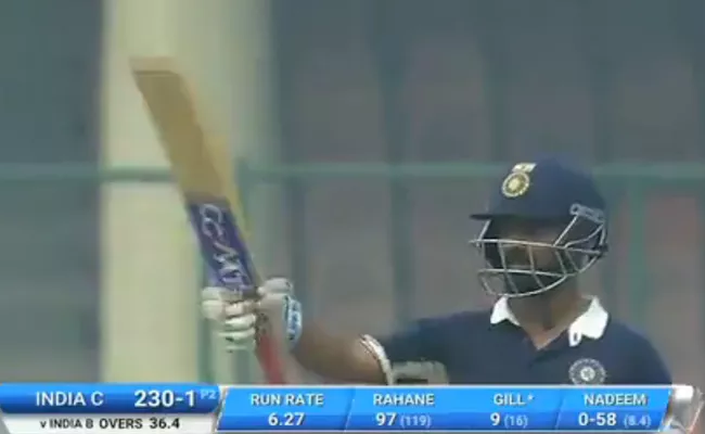 Scoreboard Error Leads Rahane To Celebrate Century at 97 - Sakshi