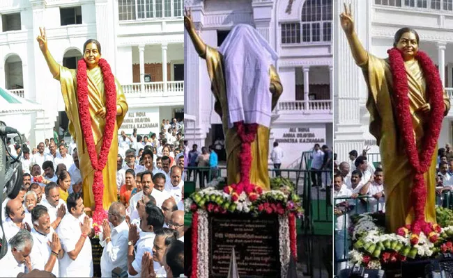 Towel Closed On Jayalalithaa Statue In Tamil Nadu - Sakshi